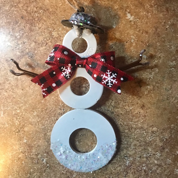 New Handmade Welded Metal SNOWMAN Christmas Tree ORNAMENT - Picture 2 of 7